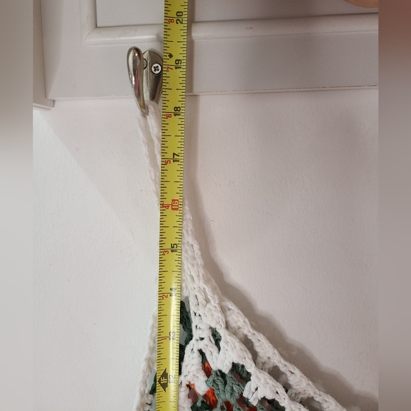 VIVID White Orange & Green Diamond Print Crochet High-Lo Fringe Tank Top Jr L - Picture 7 of 10